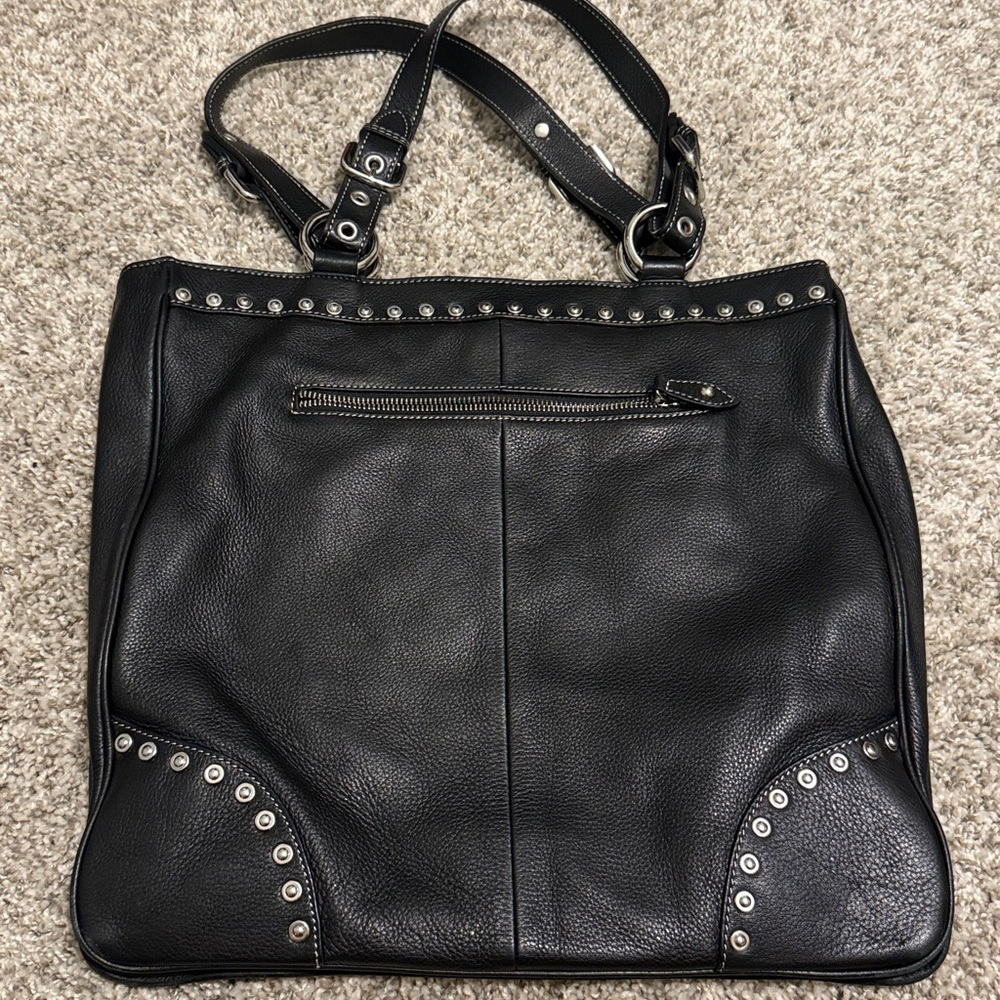 Aqua Madonna Genuine Calf Hair and Leather Black Studded Women's Bag Western